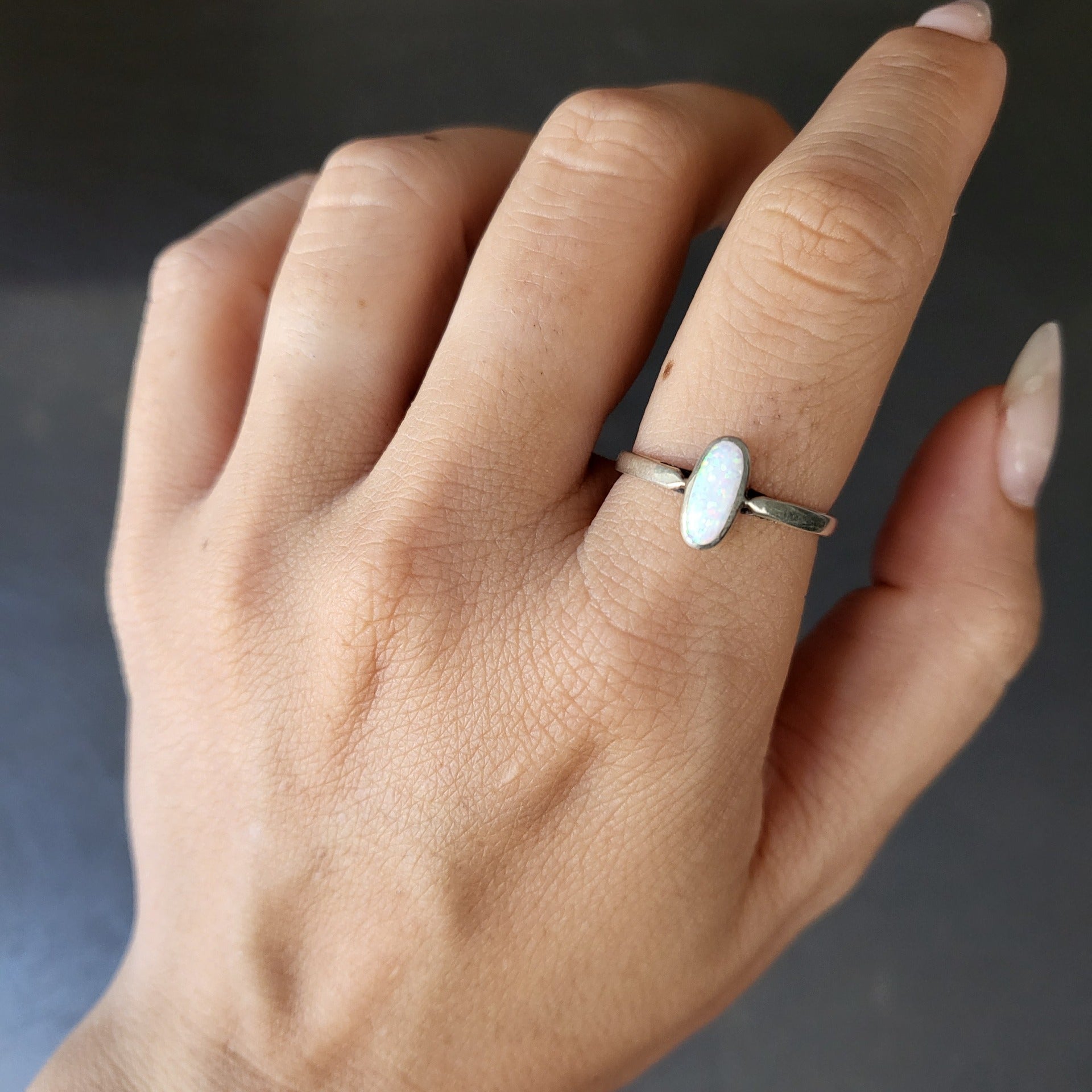 White Opal Ring, Silver Sterling Ring With White Opal Stone, Made to Order  Any Size, Gift for Her - Etsy